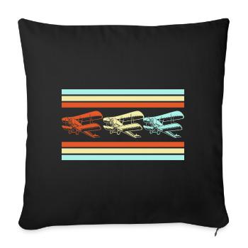 RC Plane Model Maker Airplane - Throw Pillow Cover 17.5” x 17.5” - black - Front