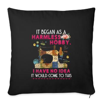 Quilting Saying Sewing Quote Quilt Hobby Graphic - Throw Pillow Cover 17.5” x 17.5” - black - Front