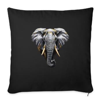 Golden Elephant - Throw Pillow Cover 17.5” x 17.5” - black - Front