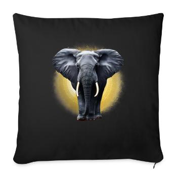 Golden Elephant - Throw Pillow Cover 17.5” x 17.5” - black - Front
