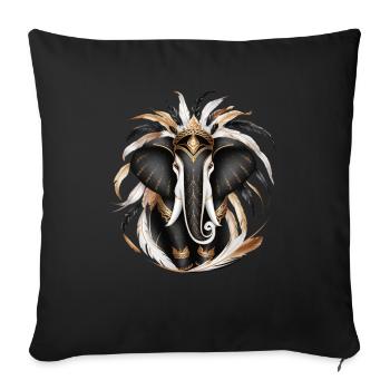 Golden Elephant - Throw Pillow Cover 17.5” x 17.5” - black - Front