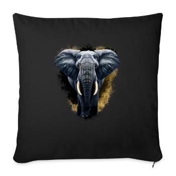 Golden Elephant - Throw Pillow Cover 17.5” x 17.5” - black - Front