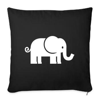 Elephant - Throw Pillow Cover 17.5” x 17.5” - black - Front