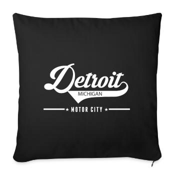 Detroit Michigan Motor City - Throw Pillow Cover 17.5” x 17.5” - black - Front