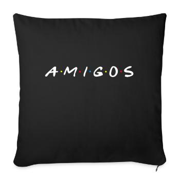 Funny Amigos Spanish Friends - Throw Pillow Cover 17.5” x 17.5” - black - Front