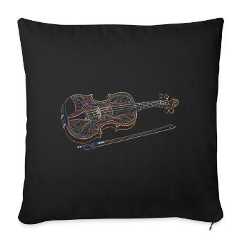 Violin Music Instrument Drawing Art Print - Throw Pillow Cover 17.5” x 17.5” - black - Front
