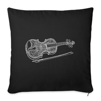 Violin Musical Instrument Draw Art Print - Throw Pillow Cover 17.5” x 17.5” - black - Front