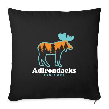 Adirondacks Moose Adirondacks Ny - Throw Pillow Cover 17.5” x 17.5” - black - Front