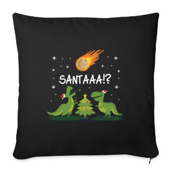 Christmas Dinosaur Meteor Santa Dino Design - Throw Pillow Cover 17.5” x 17.5” - black - Front