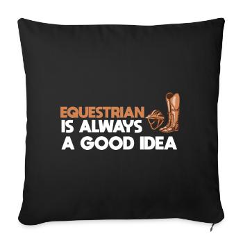 Horse Riding Equestrian - Throw Pillow Cover 17.5” x 17.5” - black - Front