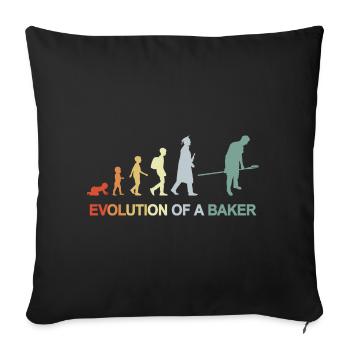 Vintage Baker Evolution - Throw Pillow Cover 17.5” x 17.5” - black - Front