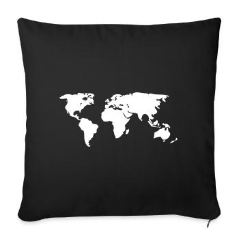 World Map - Throw Pillow Cover 17.5” x 17.5” - black - Front