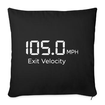 105.0 Exit Velocity Baseball Stat Design - Throw Pillow Cover 17.5” x 17.5” - black - Front