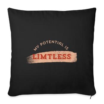 Limitless Potential Typography - Throw Pillow Cover 17.5” x 17.5” - black - Front