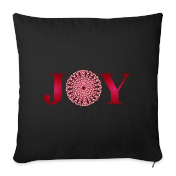 Joy Mandala Burst - Throw Pillow Cover 17.5” x 17.5” - black - Front
