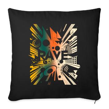 Industrial Rave - Throw Pillow Cover 17.5” x 17.5” - black - Front