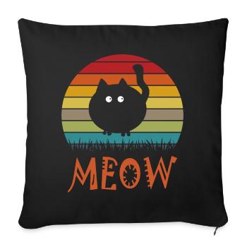 Funny Cat - Throw Pillow Cover 17.5” x 17.5” - black - Front