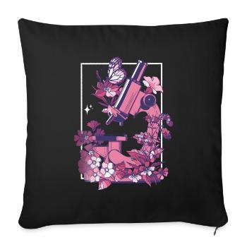Floral Telescope Dream - Throw Pillow Cover 17.5” x 17.5” - black - Front