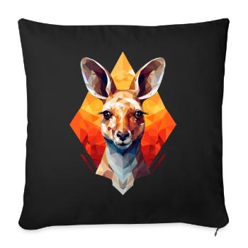 Kangaroo geometric portrait - Throw Pillow Cover 17.5” x 17.5” - black - Front