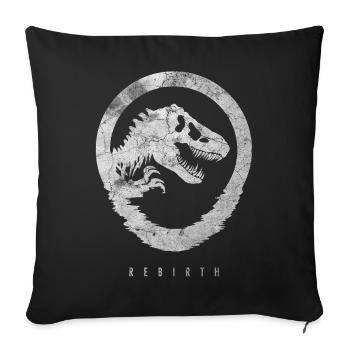 Jurassic World Rebirth Logo With Stone Look - Throw Pillow Cover 17.5” x 17.5” - black - Front