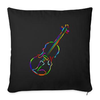 Colored Cello Violin - Throw Pillow Cover 17.5” x 17.5” - black - Front