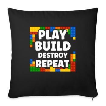 Repeat Building Toy Building Blocks - Throw Pillow Cover 17.5” x 17.5” - black - Front