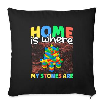 Stones Building Toy Building Blocks - Throw Pillow Cover 17.5” x 17.5” - black - Front