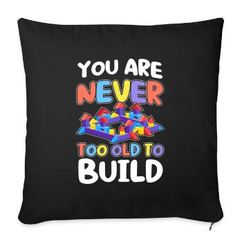 Build Building Toy Building Blocks - Throw Pillow Cover 17.5” x 17.5” - black - Front