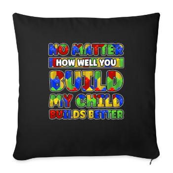 Build Building Toy Building Blocks - Throw Pillow Cover 17.5” x 17.5” - black - Front