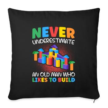 Build Building Toy Building Blocks - Throw Pillow Cover 17.5” x 17.5” - black - Front