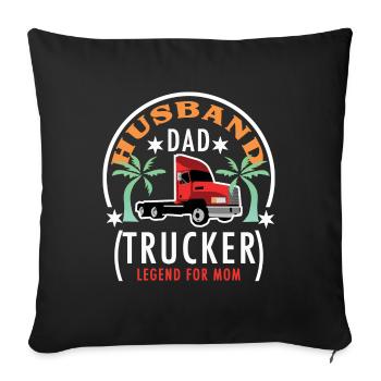 Mari papa camionneur légende pour maman - Throw Pillow Cover 17.5” x 17.5” - black - Front