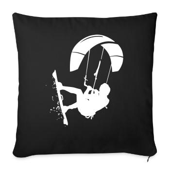 Kitesurfing Powerkiting Kitesurfer Geschenk Gift - Throw Pillow Cover 17.5” x 17.5” - black - Front