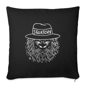 Squatchy Bigfoot Sasquatch Wilderness Grumpy Beast - Throw Pillow Cover 17.5” x 17.5” - black - Front