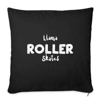 Llama Roller Skates - Skating - Throw Pillow Cover 17.5” x 17.5” - black - Front