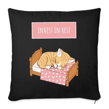 Sleepy Kitten - Throw Pillow Cover 17.5” x 17.5” - black - Front