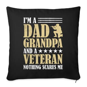 Dad Grandpa Veteran Pride - Throw Pillow Cover 17.5” x 17.5” - black - Front