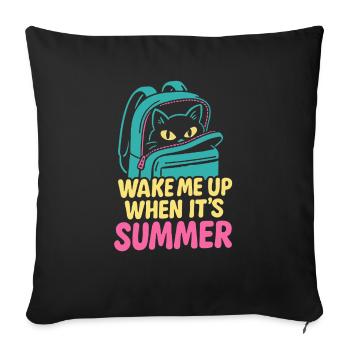 Sleepy Cat Summer Vibes - Throw Pillow Cover 17.5” x 17.5” - black - Front