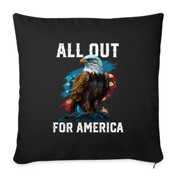 All Out for America American Bald Eagle America - Throw Pillow Cover 17.5” x 17.5” - black - Front