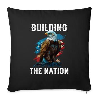 Building the Nation American Bald Eagle America - Throw Pillow Cover 17.5” x 17.5” - black - Front