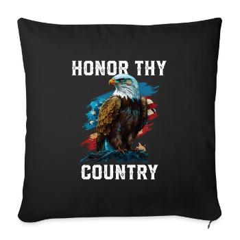 Honor Thy Country American Bald Eagle America USA - Throw Pillow Cover 17.5” x 17.5” - black - Front