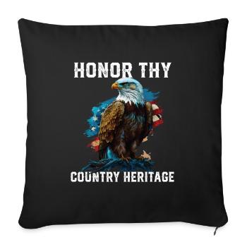 Honor Thy Country Heritage American Bald Eagle - Throw Pillow Cover 17.5” x 17.5” - black - Front