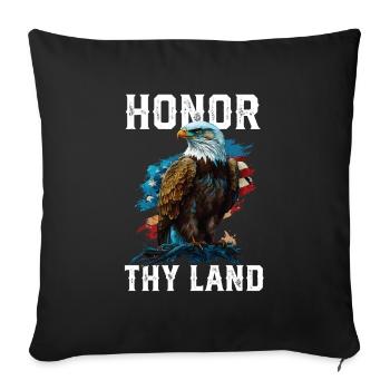 Honor Thy Land American Bald Eagle America USA - Throw Pillow Cover 17.5” x 17.5” - black - Front