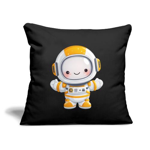 Cute Cartoon Baby Astronaut in White and Yellow - Throw Pillow Cover 17.5” x 17.5”