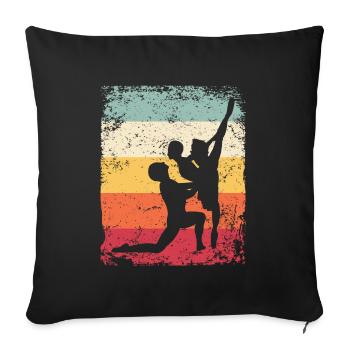 Ballet Dance Couple Vintage Ballerina - Throw Pillow Cover 17.5” x 17.5” - black - Front