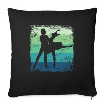 Ballet Dance Couple Vintage Ballerina - Throw Pillow Cover 17.5” x 17.5” - black - Front