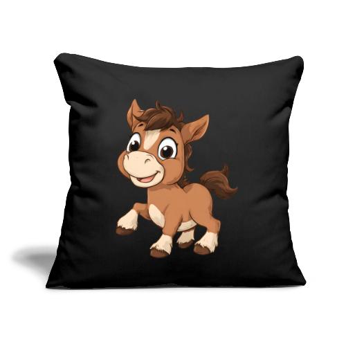 Playful Cartoon Baby Pony Full of Joy - Throw Pillow Cover 17.5” x 17.5”