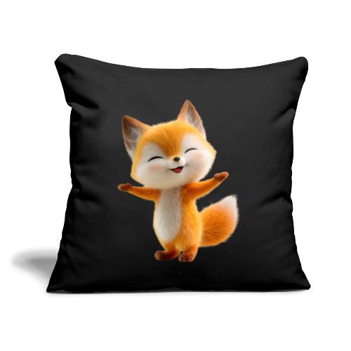 Cute 3D Cartoon Fox Standing Arms Up - Throw Pillow Cover 17.5” x 17.5”
