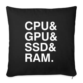 PC Building - Throw Pillow Cover 17.5” x 17.5” - black - Front