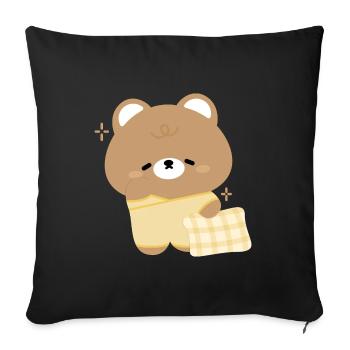 Sleepy Brown Bear - Throw Pillow Cover 17.5” x 17.5” - black - Front