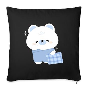 Sleepy Polar Bear - Throw Pillow Cover 17.5” x 17.5” - black - Front